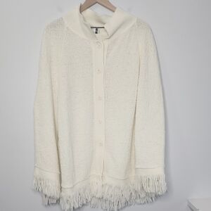 Anthony Richards Cream Poncho with Hood and Fringe Size X/X